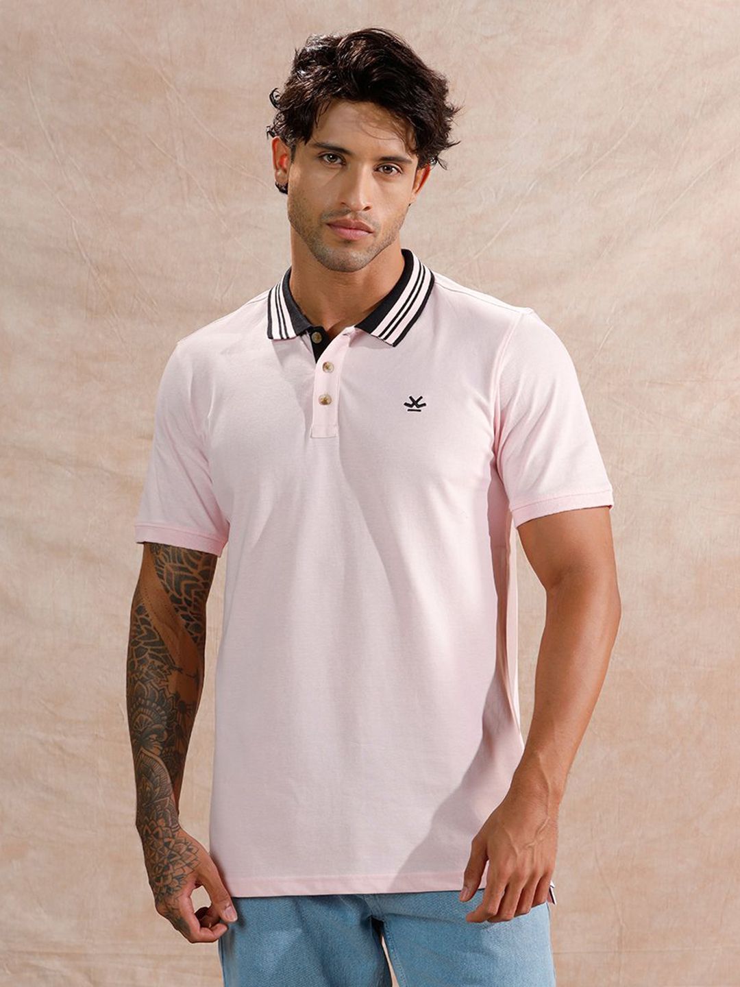 WROGN Polo Collar Slim Fit Cotton T-shirt