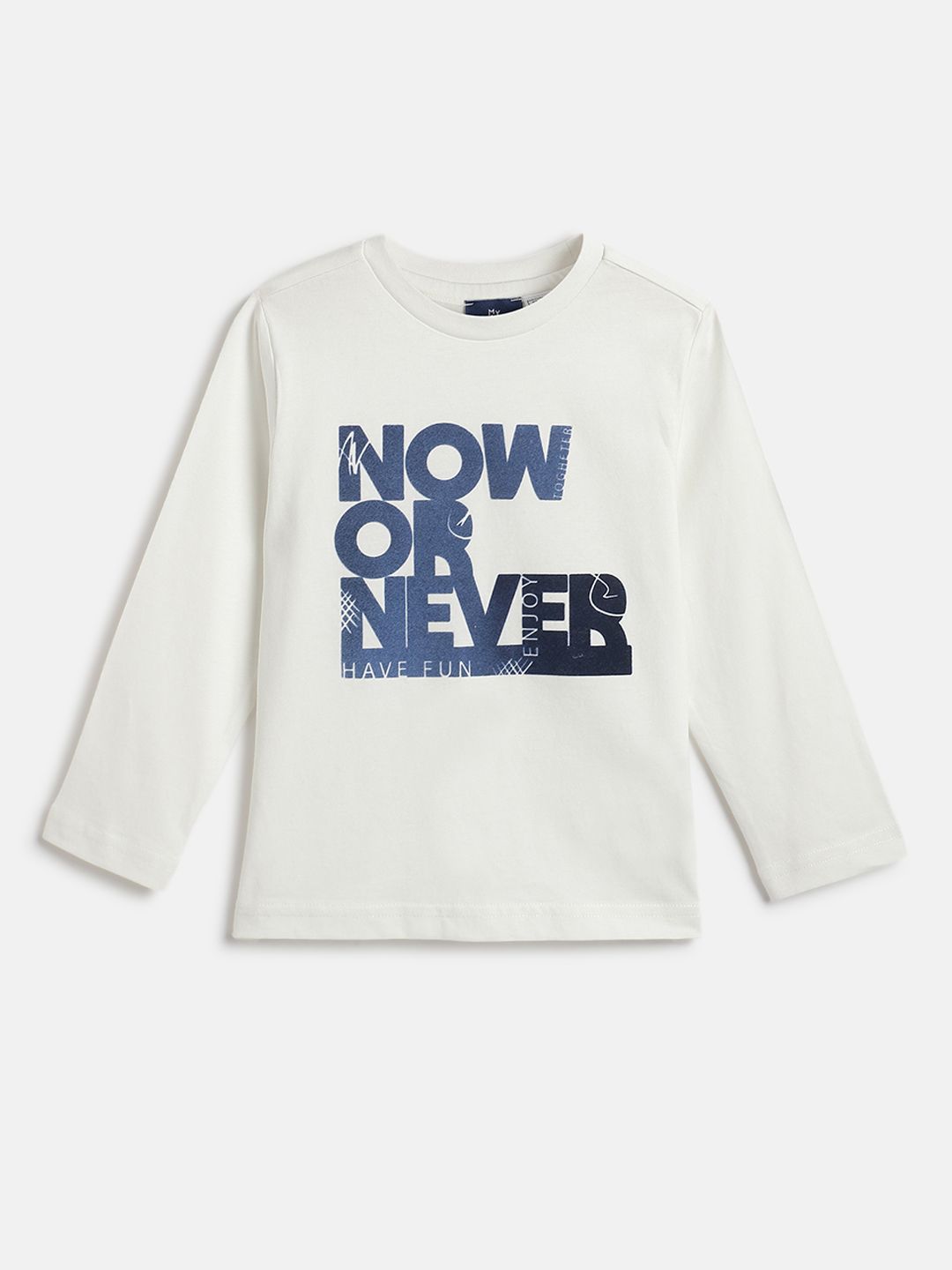 Chicco Boys Typography Printed Round Neck Cotton T-shirt