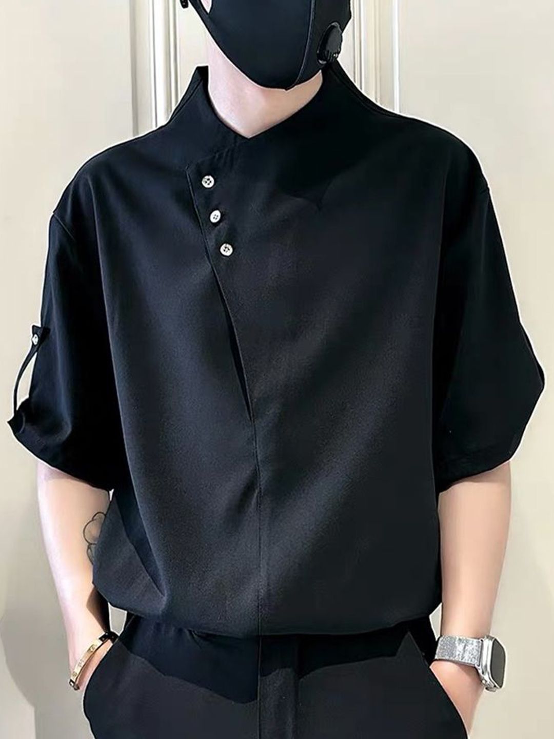 StyleCast x Revolte Men Solid Collarless Casual Shirt