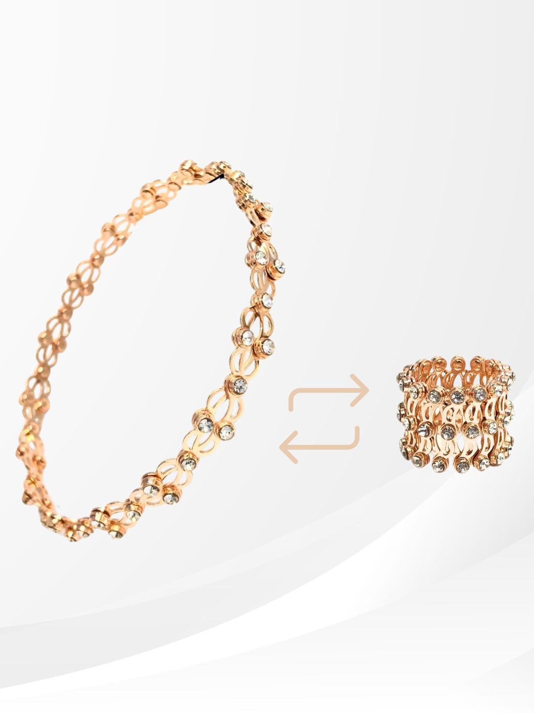 Jewelry Miguel Jewelry Miguel Rose Gold-Plated AD-Stone Studded Anti-Tarnish Convertible Cuff Bracelet