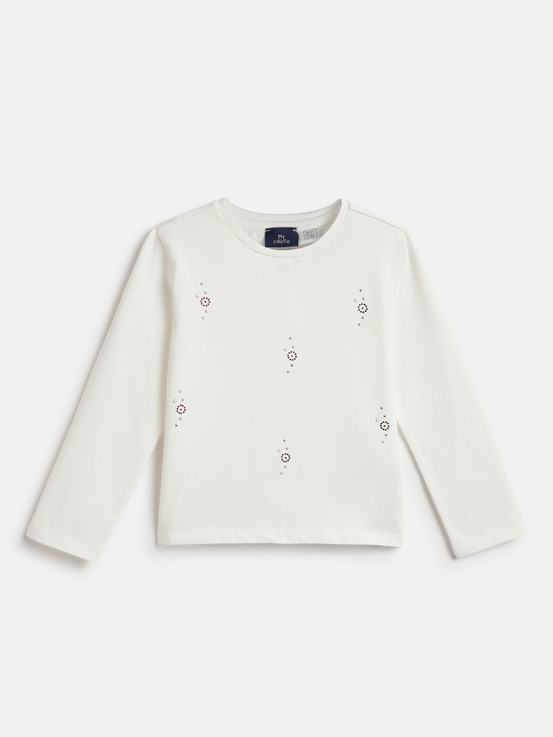 Chicco Girls Conversational Printed Round Neck Cotton T-shirt