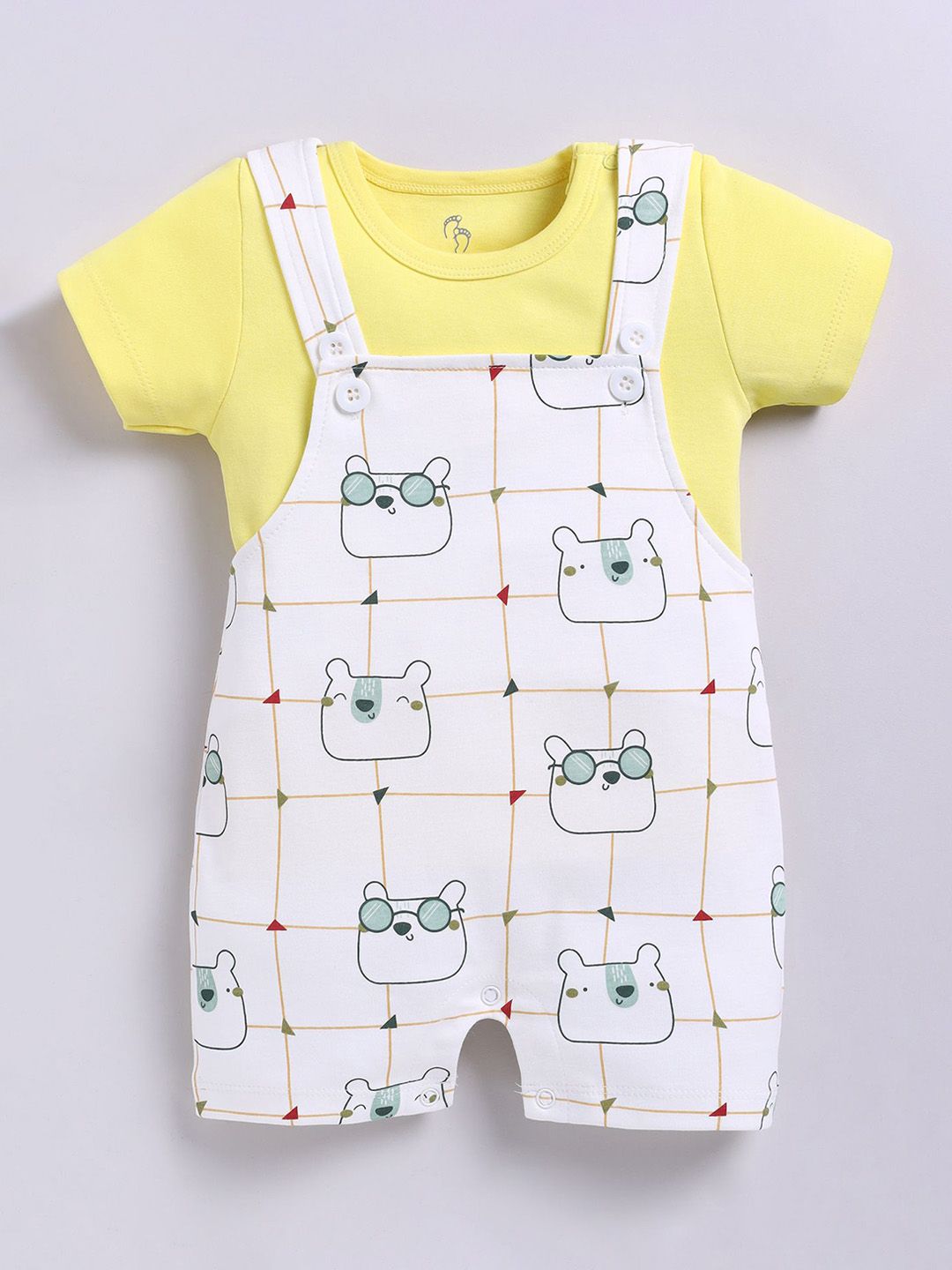 BABY GO Infant Boys Printed Cotton Dungaree With T-Shirt