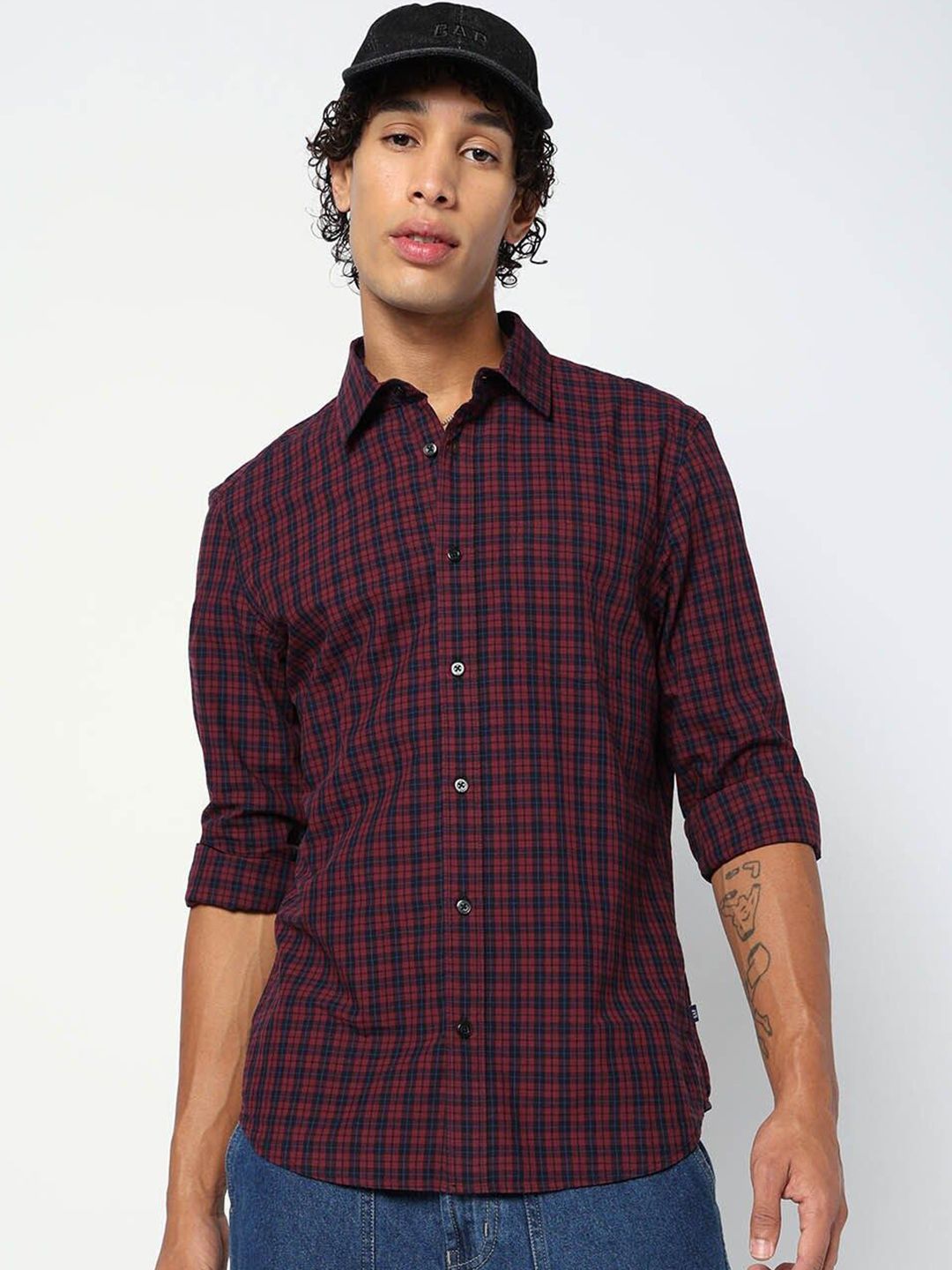 Buy GAP Checked Pure Cotton Button-Down Poplin Shirt - Shirts for
