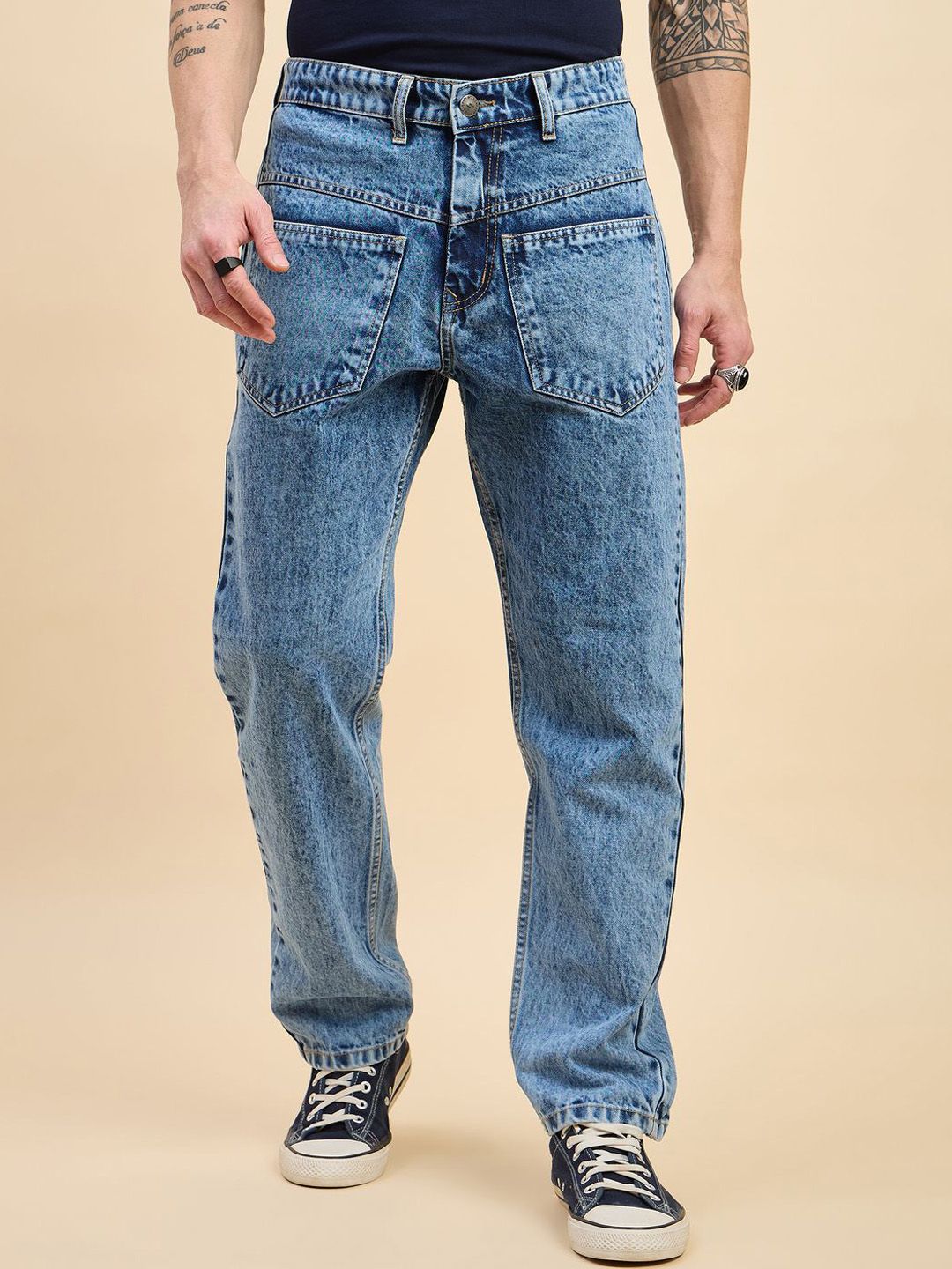STUDIO NEXX Men Straight Fit Mid-Rise Light Fade Jeans