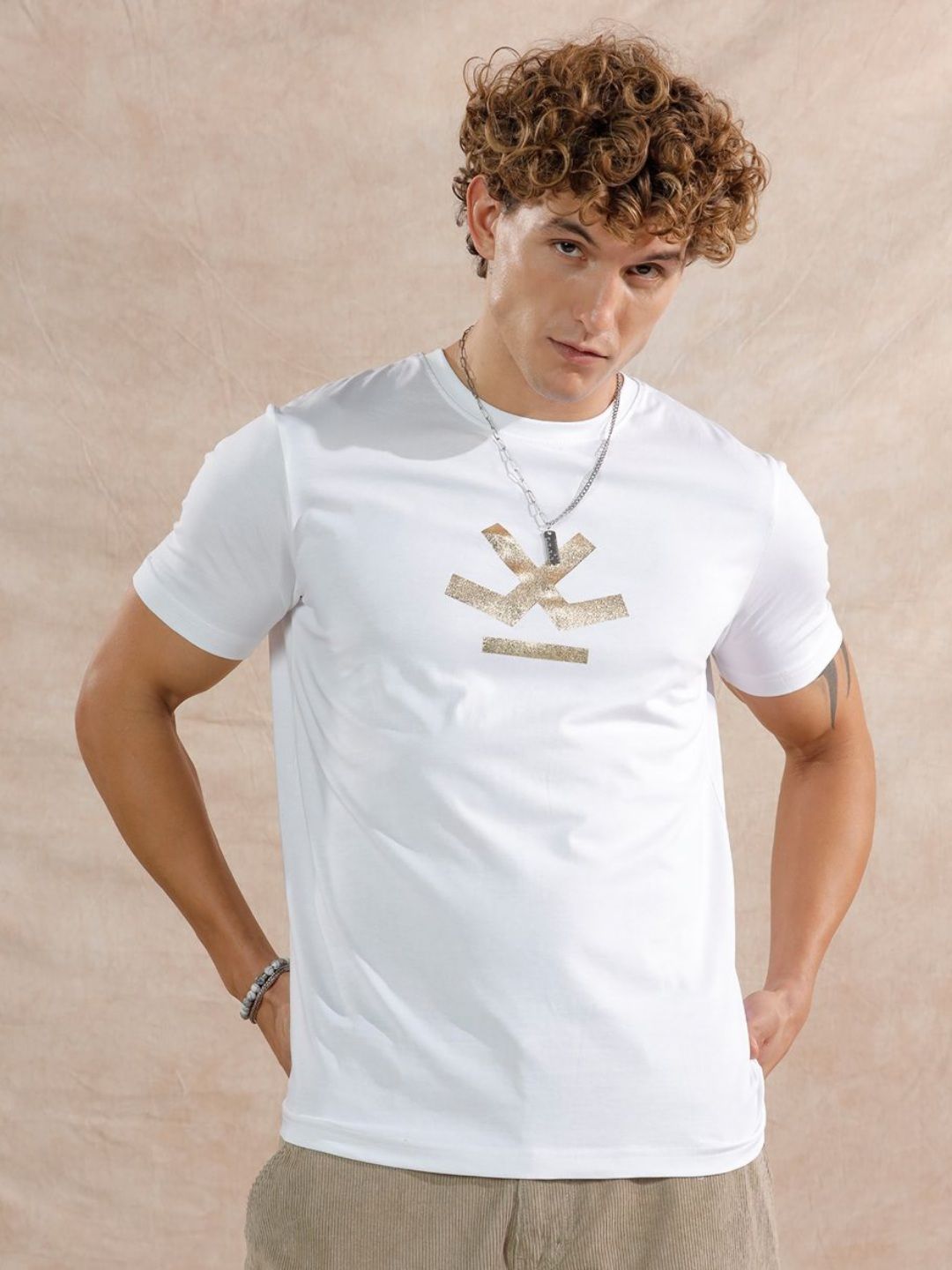 WROGN Men Graphic Printed Round Neck Cotton T-shirt