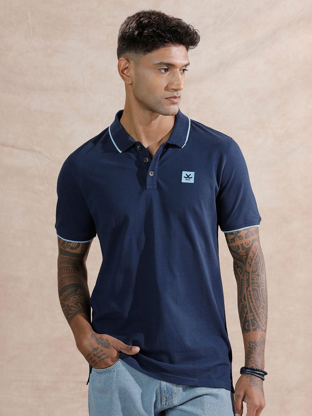 WROGN Polo Collar Slim Fit Cotton T-shirt