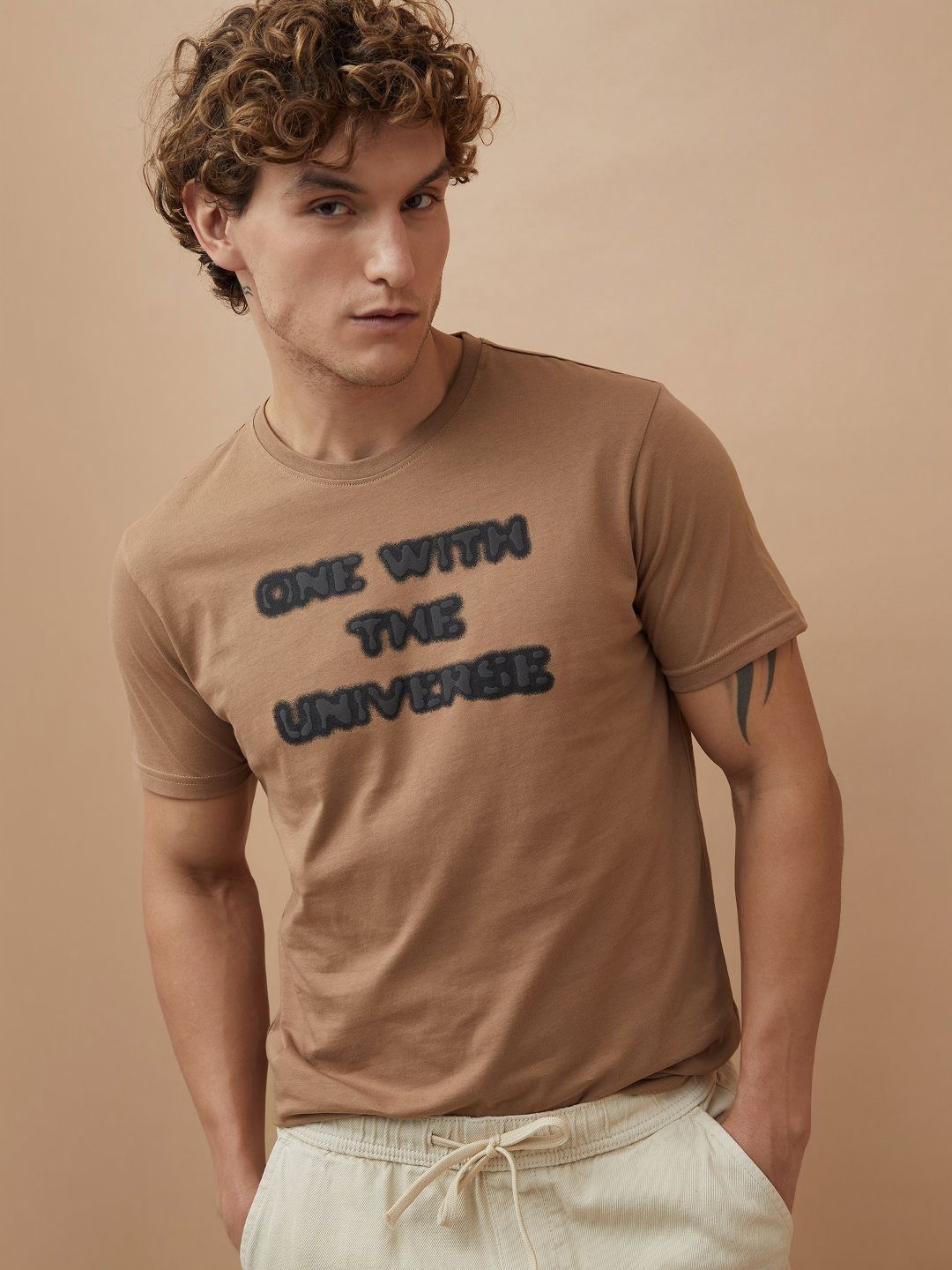 Forca by Lifestyle Men Typography Printed Round Neck Cotton T-shirt