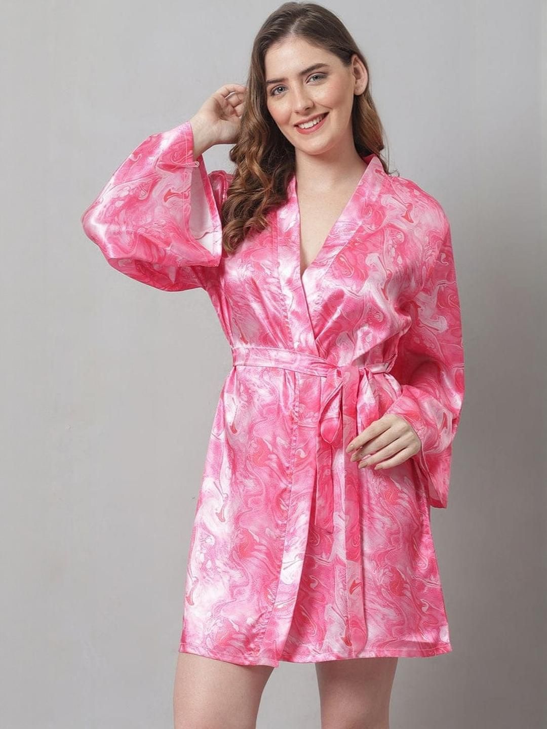 For You For Me Satin Tie-Up Belt Short Robe