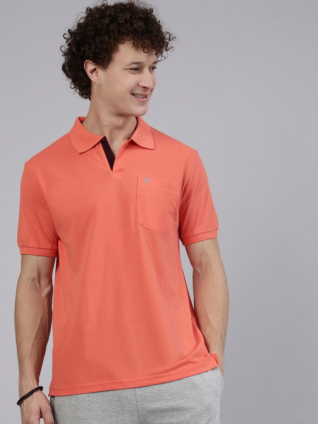 Lux Cozi Men Solid Polo Collar Cotton T-shirt
