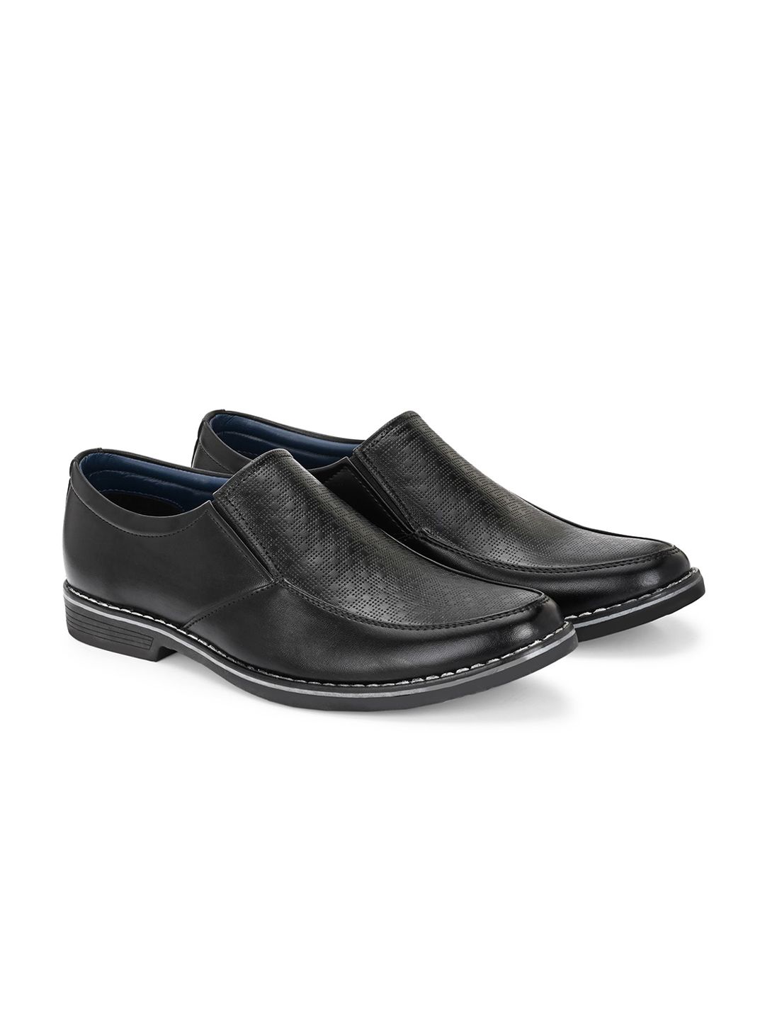 Azzaro Black Men Textured Formal Slip-Ons