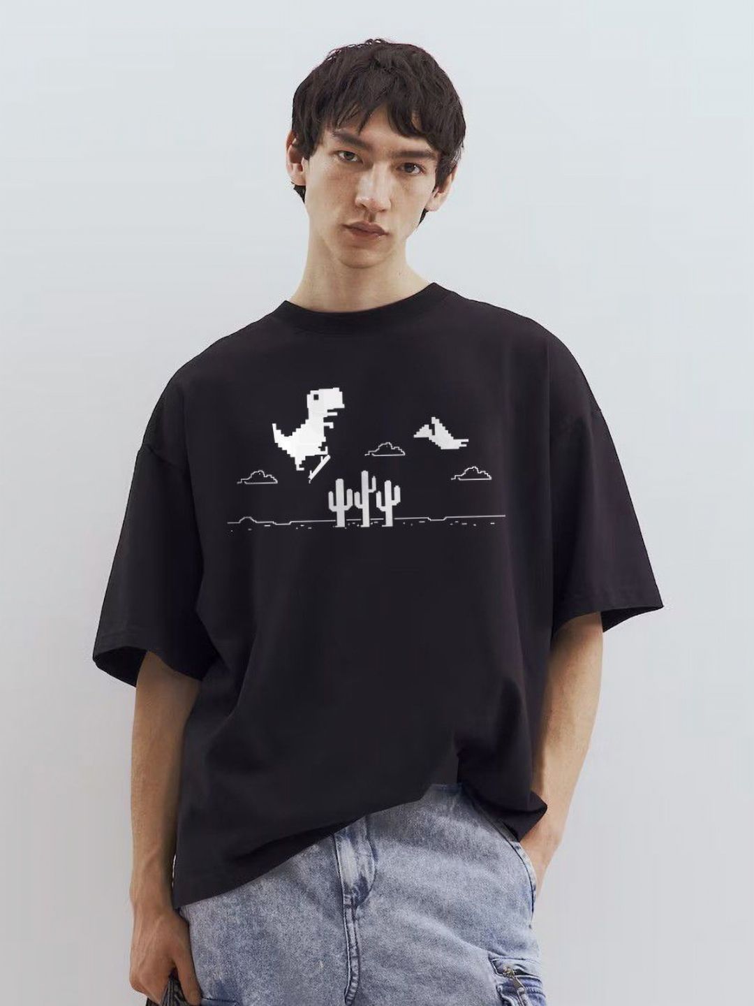 TOGS & TERRE Graphic Printed Round Neck Cotton Classic Oversized Loose Fit T-shirt