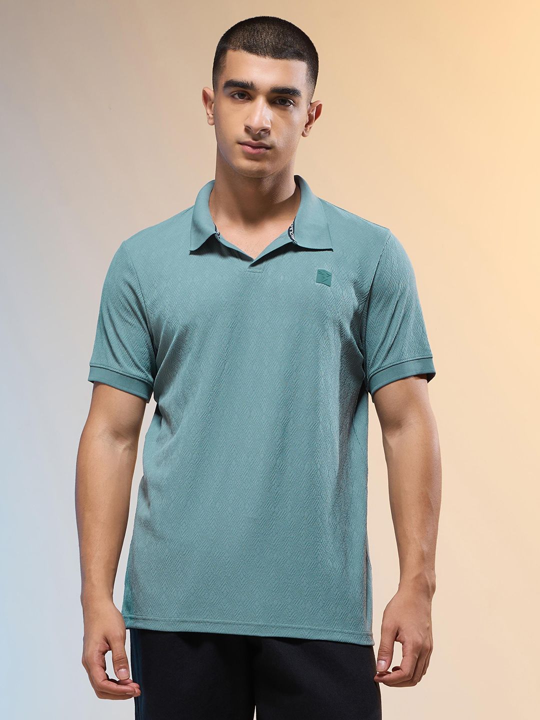 Technosport SS25 Jacquard Polo Collar Antimicrobial Slim Fit Sports T-Shirt