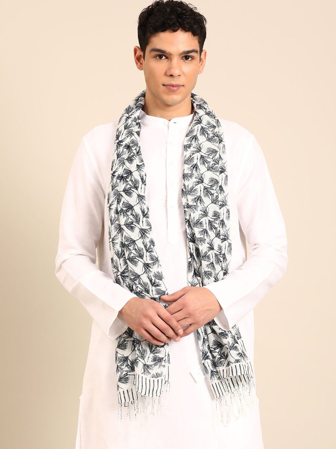 Linen Club Unisex Printed Pure Linen Stole
