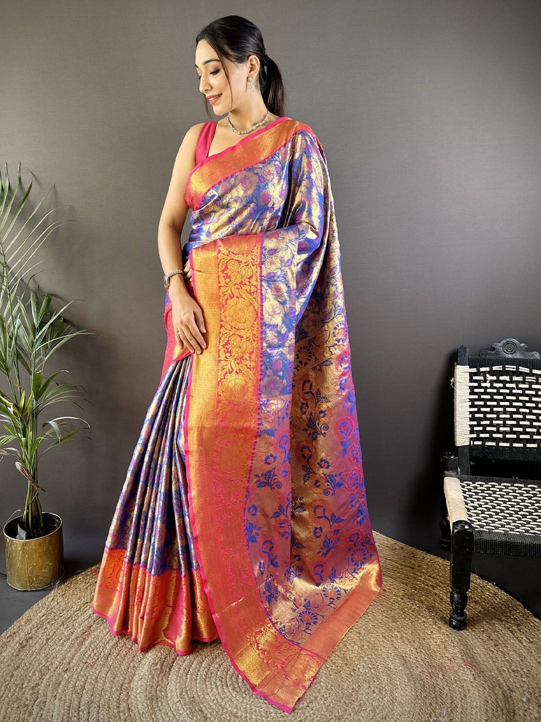 Pandadi Saree Pandadi Saree Women Woven Design Zari Silk Blend Kanjeevaram Sarees