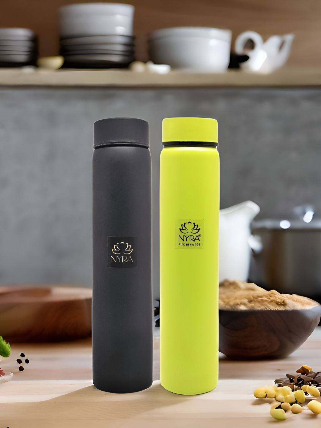 Nyra Kitchenware Stainless Steel Single Wall Pocket Water Bottle Pack of 2pcs.