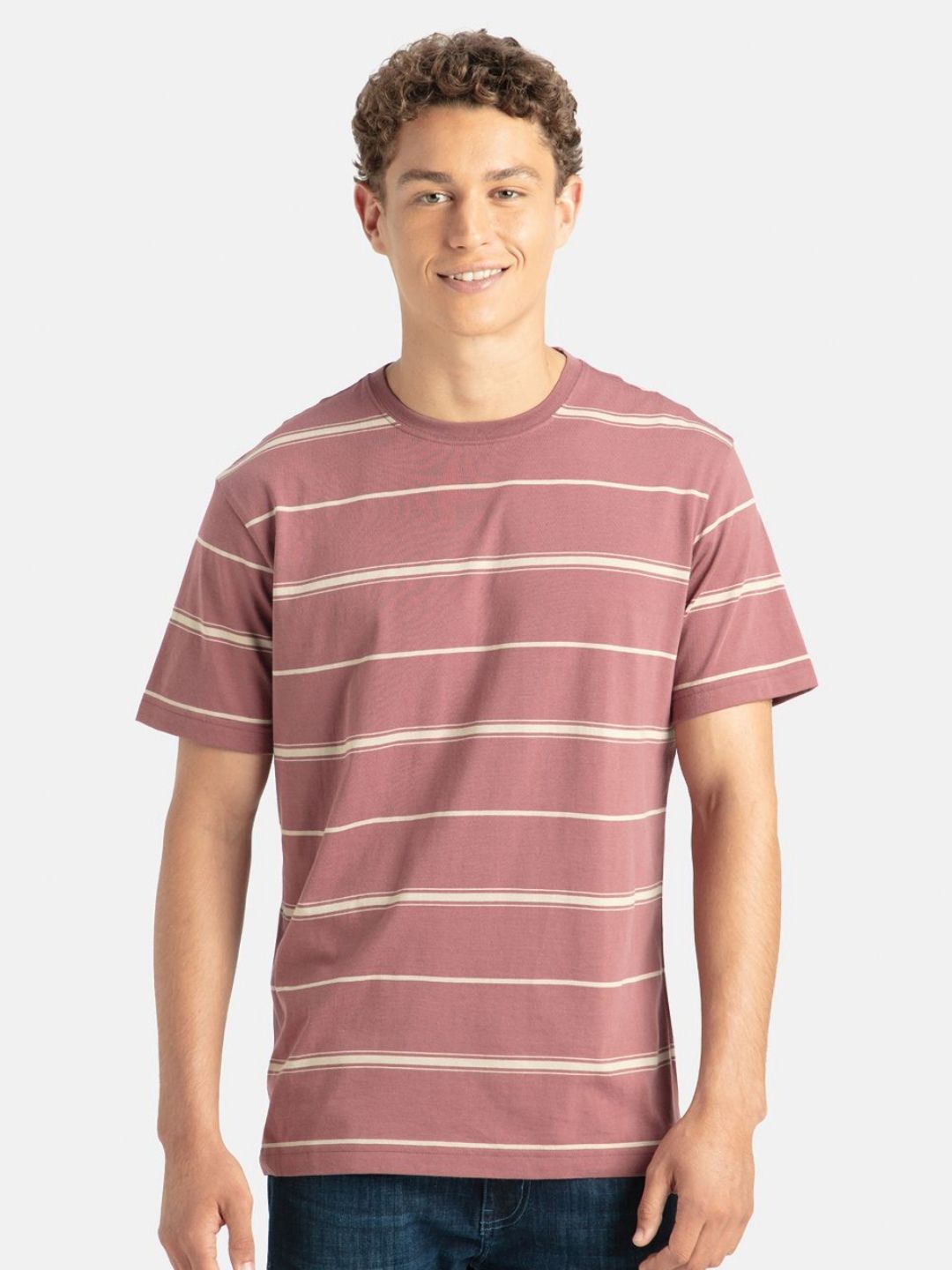 Jockey Super Combed Cotton Rich Striped Round Neck Half Sleeve Tshirt - 2715