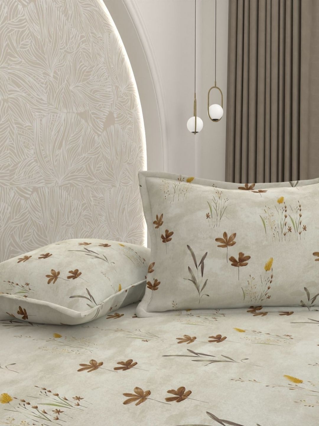 Pure Decor Pure Decor Floral 180TC Pure Cotton King Double Bed Bedsheet With 2 Pillow Covers 108X108"