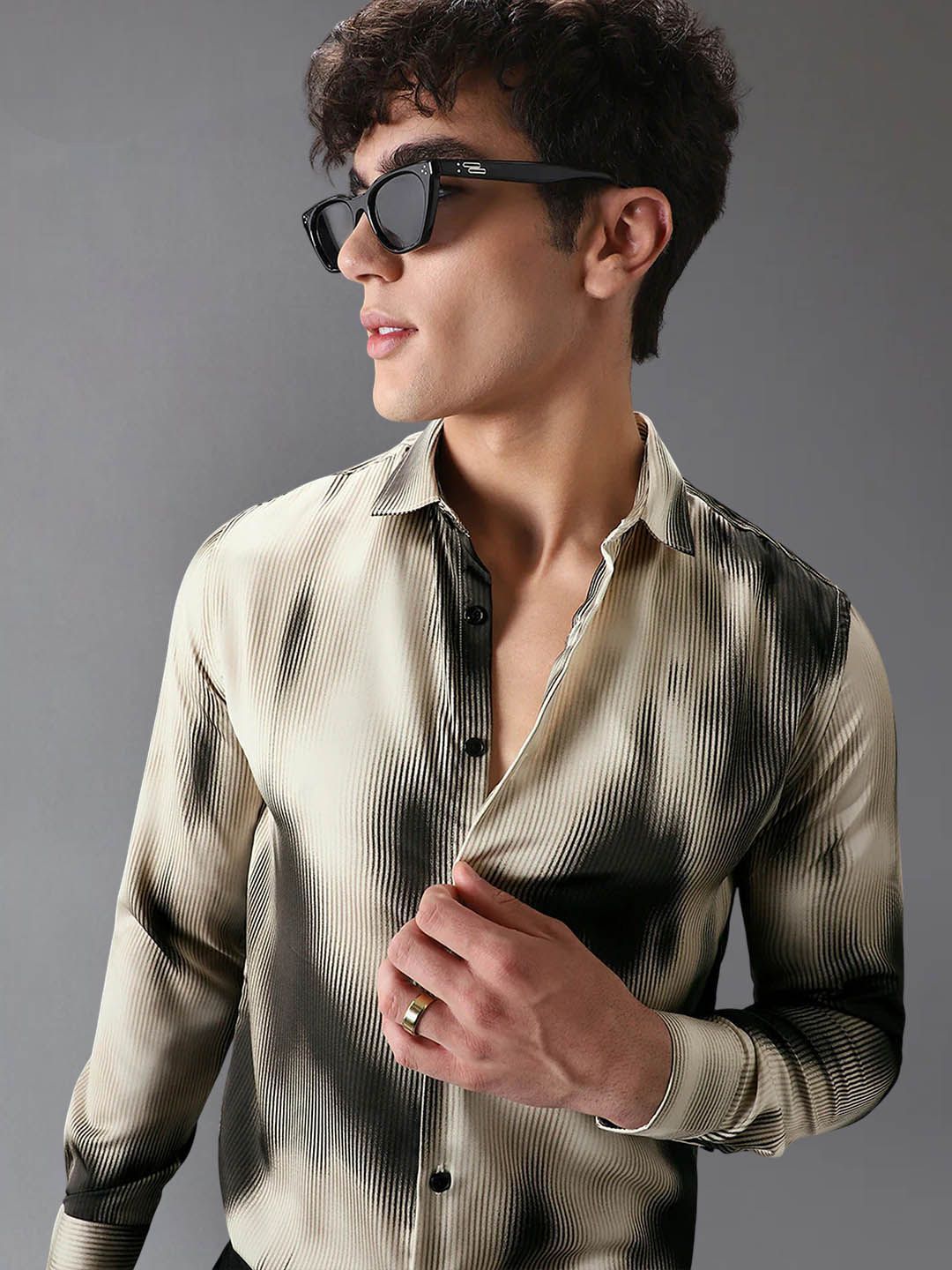 Metronaut Abstract Printed Spread Collar Casual Shirt