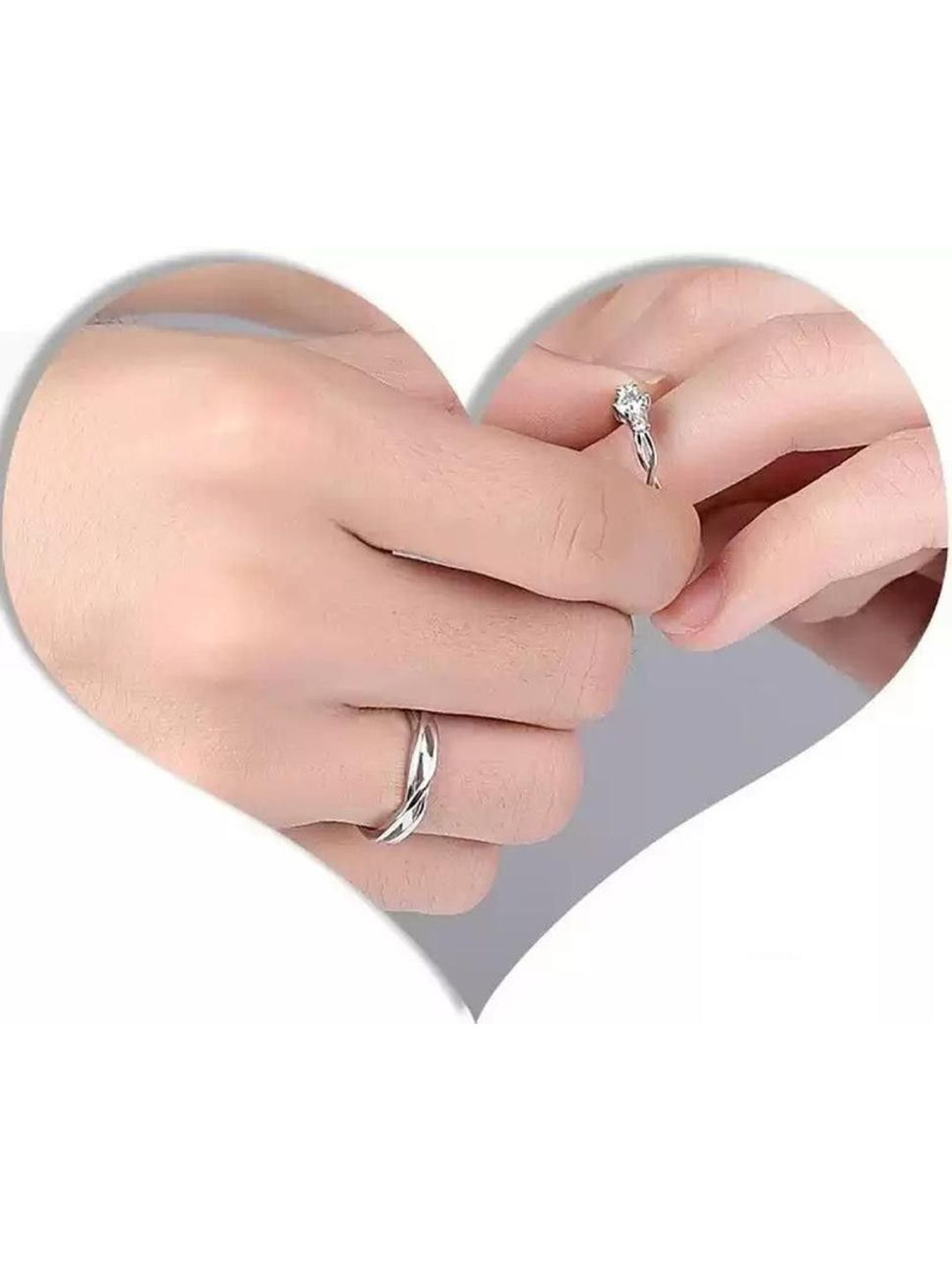 Ringzinnie Set Of 2 Stones Studded Couple Adjustable Finger Rings