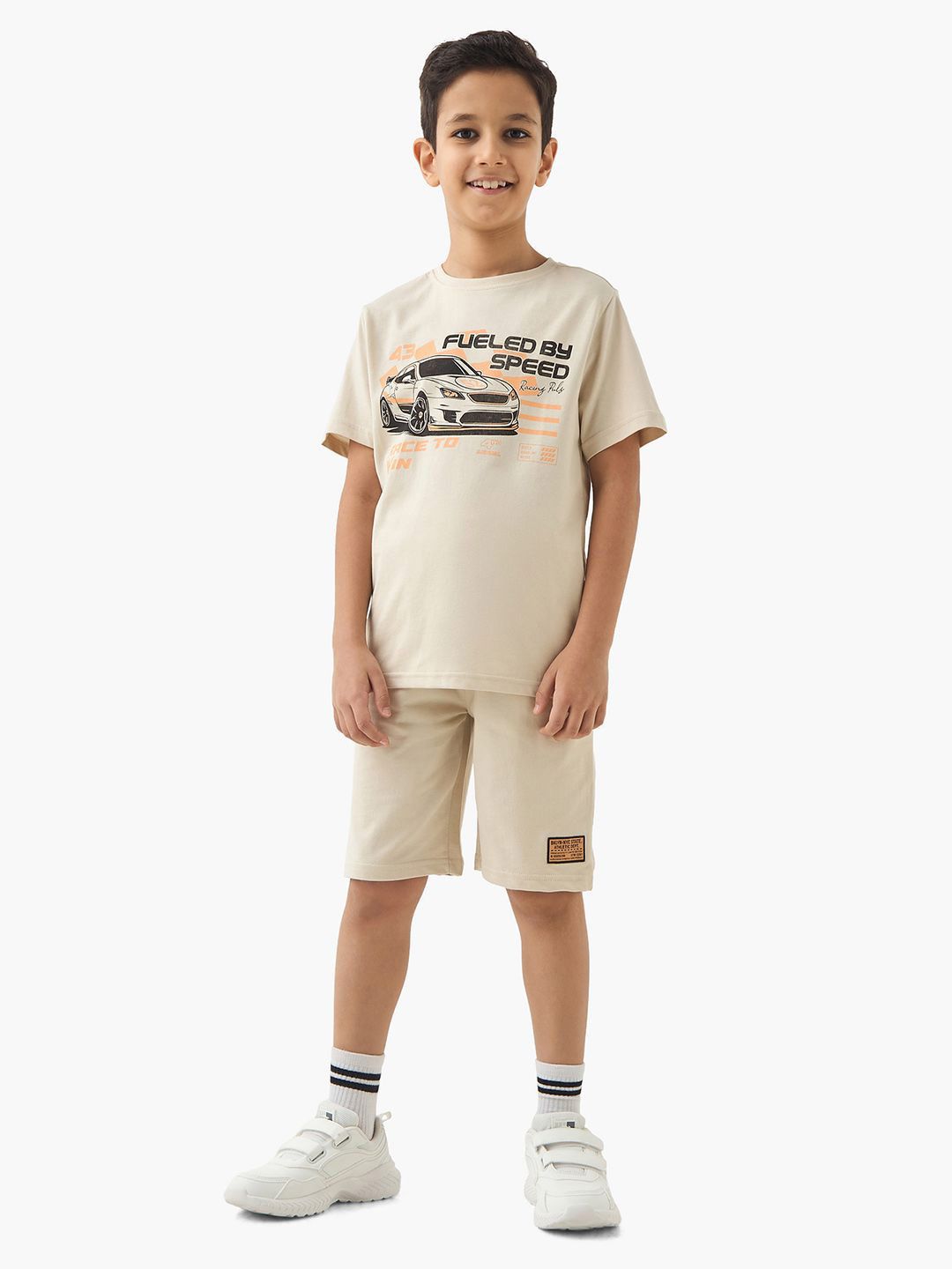 Juniors by Babyshop Boys Printed Pure Cotton T-Shirt With Shorts
