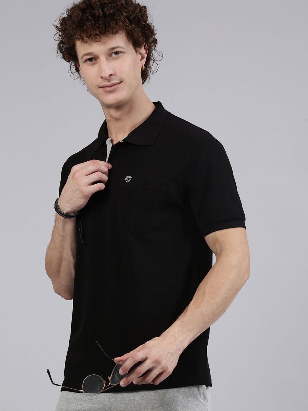 Lux Cozi Men Solid Polo Collar Cotton T-shirt