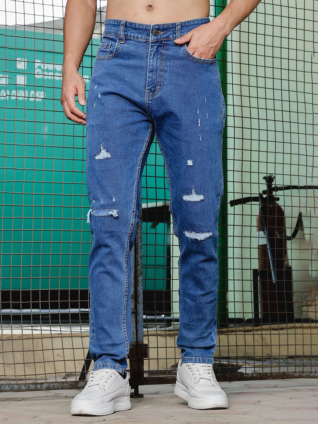 FOUL CHILD Men Skinny Fit Mid-Rise Mildly Distressed Stretchable Cotton Jeans