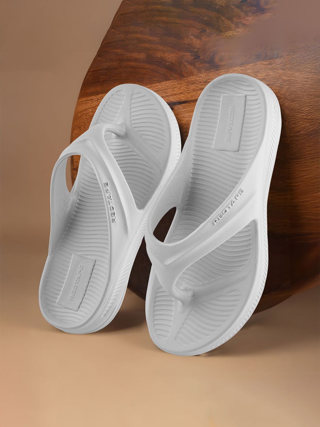 Red Tape Men Striped Thong Flip-Flops
