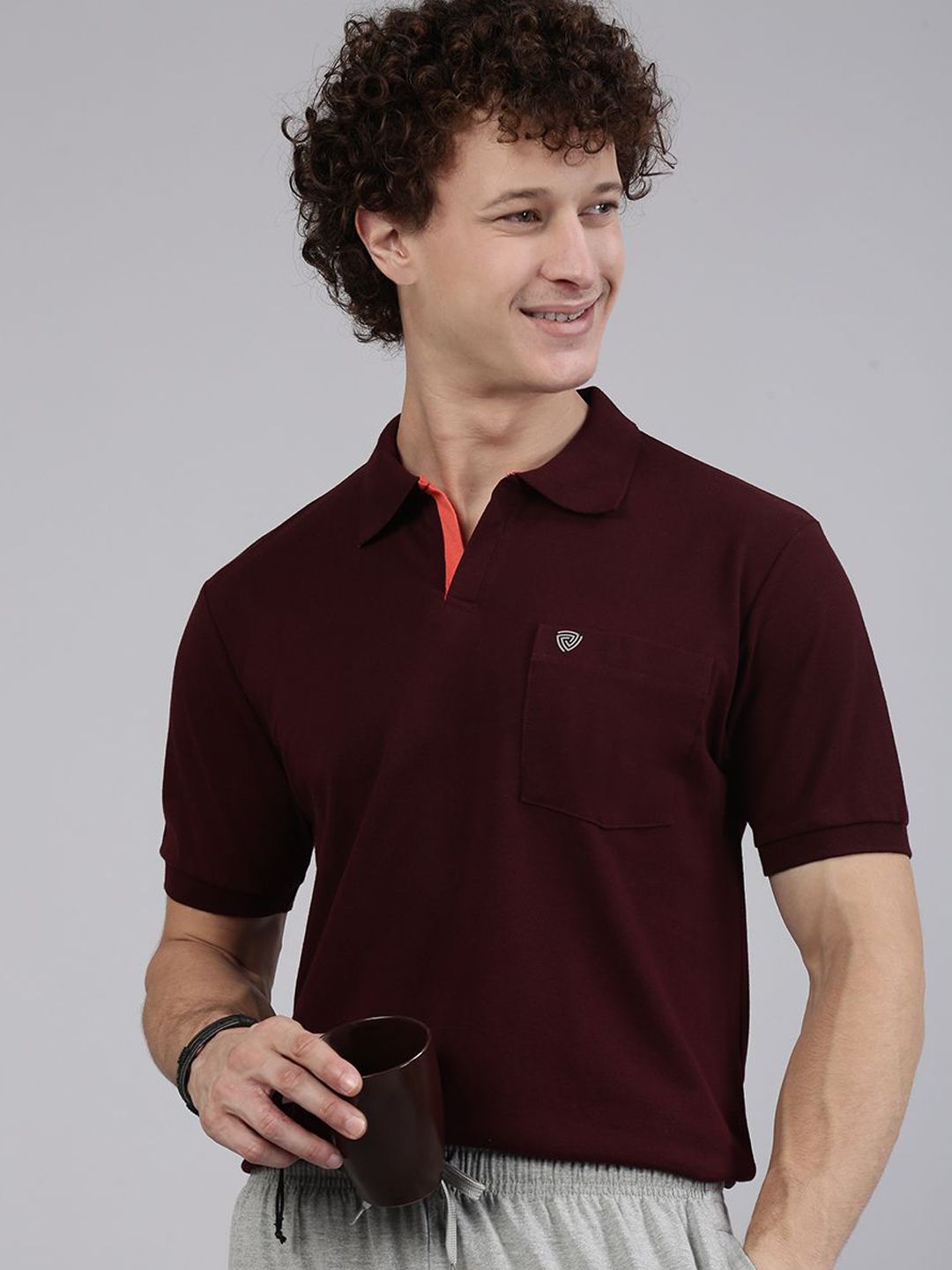 Lux Cozi Men Solid Polo Collar Cotton T-shirt