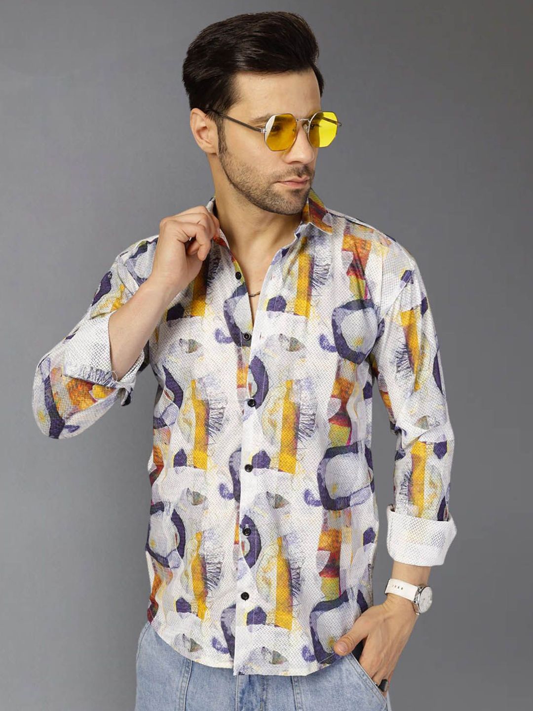 Metronaut Printed Spread Collar Shirt