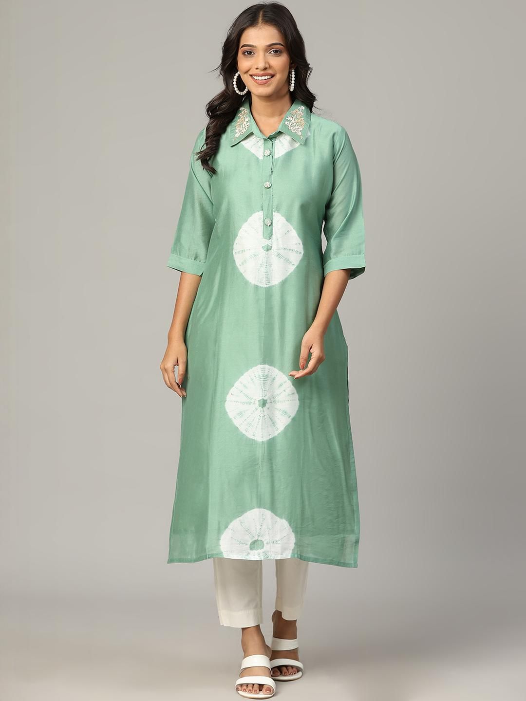 4u Fashion Women Chanderi Silk Shibori Kurta