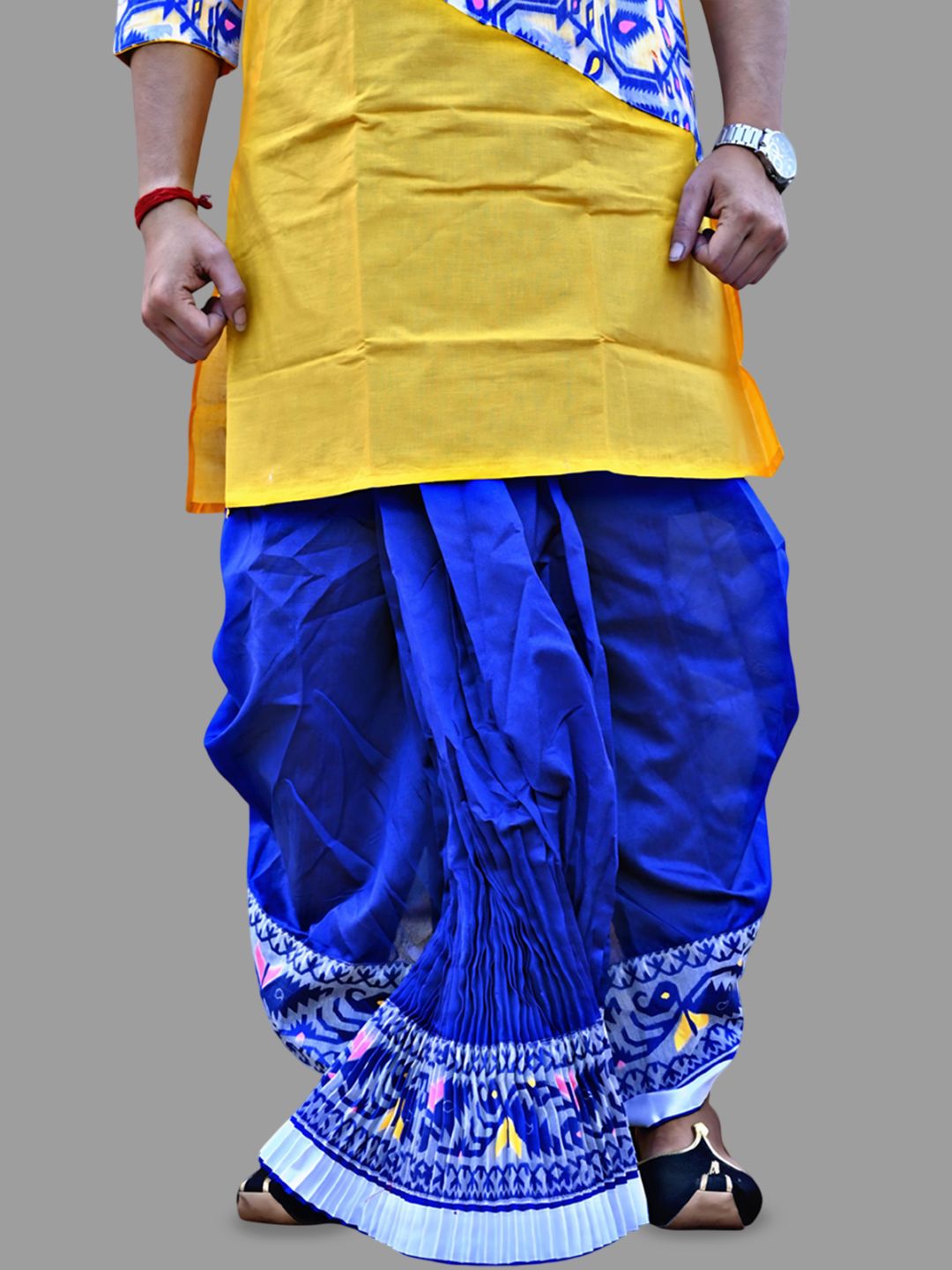 AMIT ONLINE Men Jamdani Border Dhotis