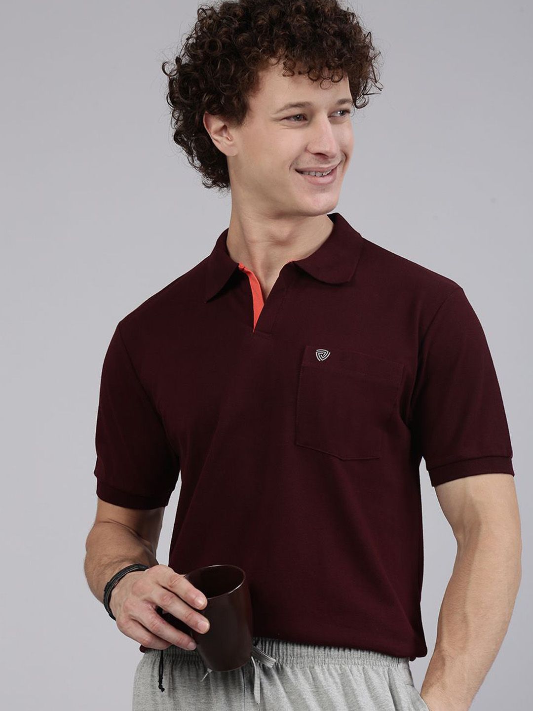 Lux Cozi Men Solid Polo Collar Cotton T-shirt