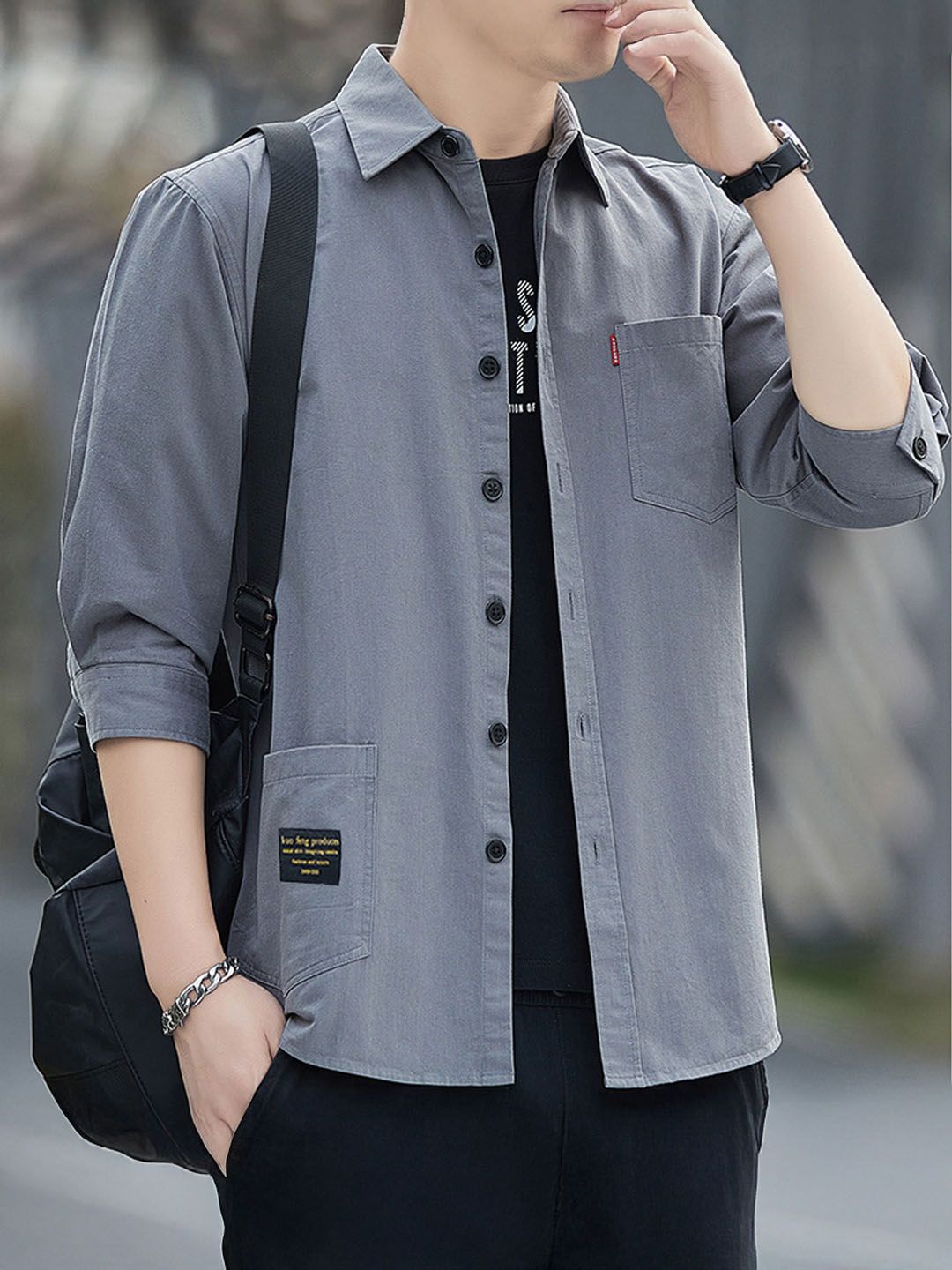 StyleCast Men Solid Spread Collar Cotton Casual Shirt