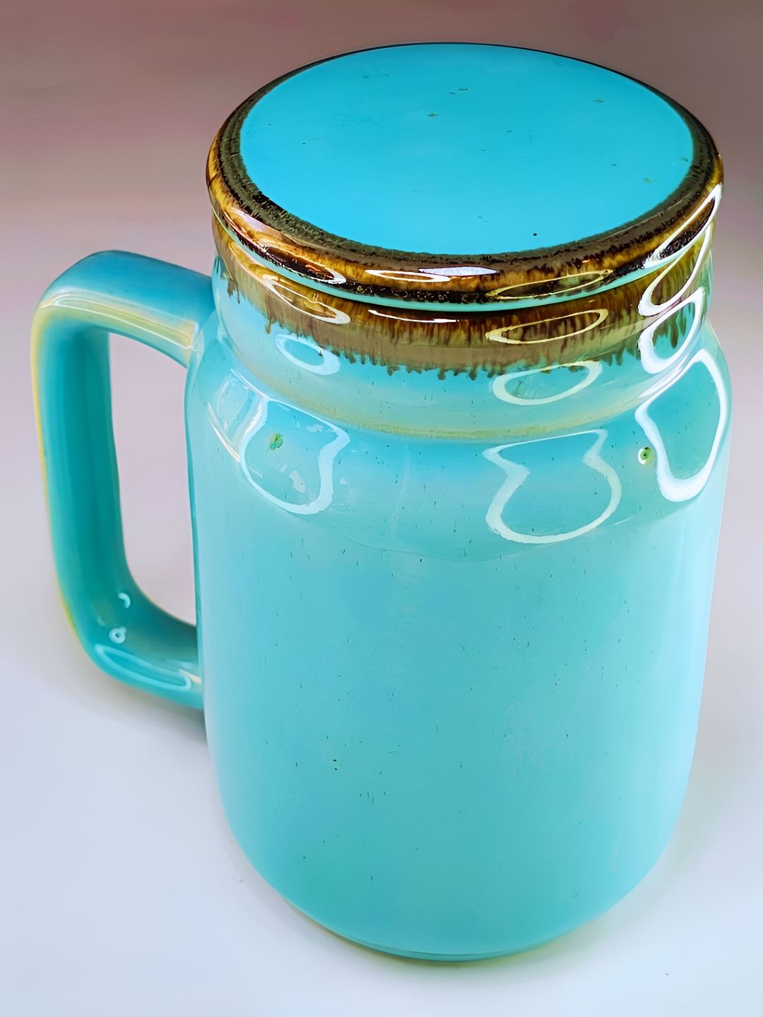TheYUGO Blue & Brown Printed Ceramic Glossy Mugs Set