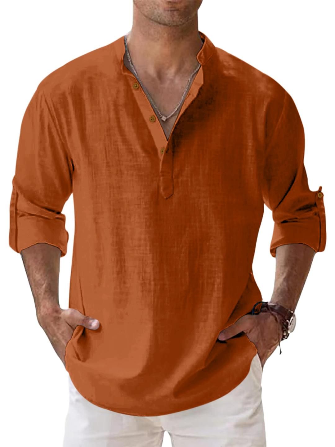 Fifth U Men Solid Cotton Blend Straight Kurta