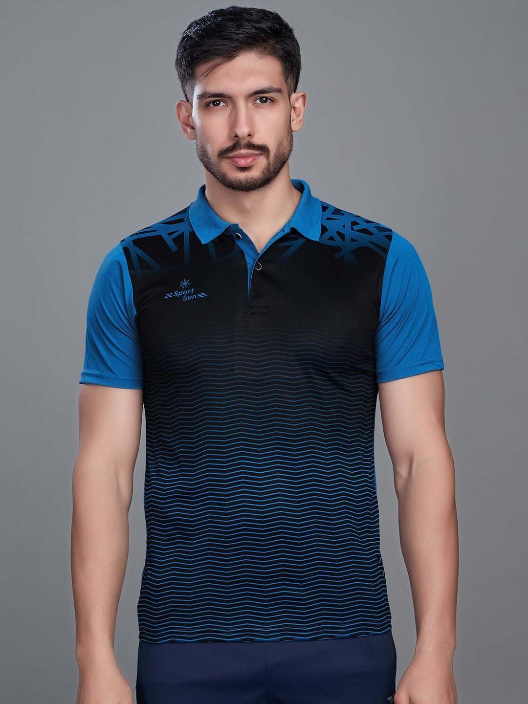 SPORT SUN Colourblocked Polo Collar Dri-FIT T-shirt