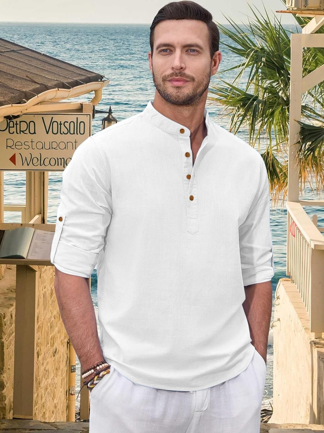 Fifth U Men Solid Cotton Blend Kurta