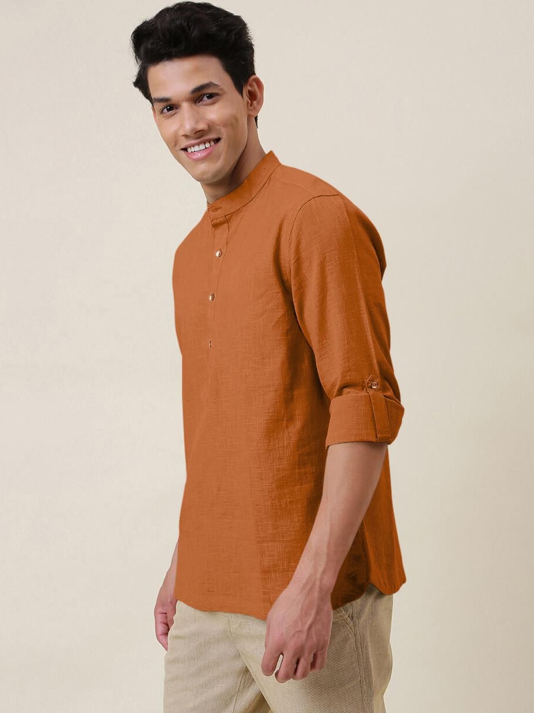 Fifth U Men Solid Cotton Blend Straight Kurta