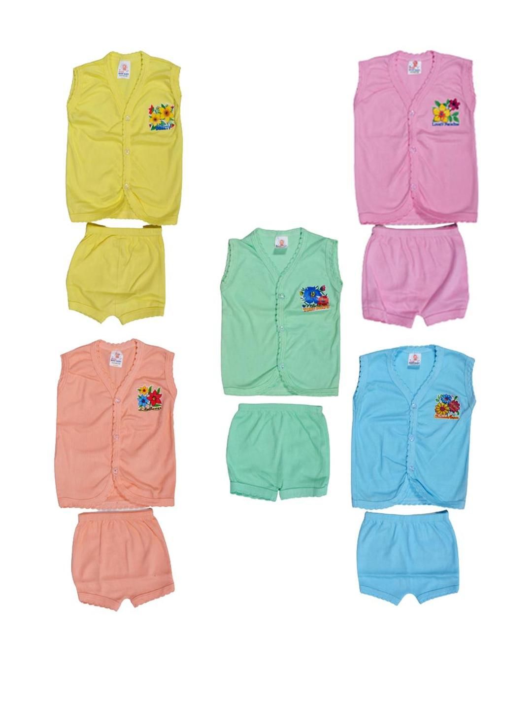 Veecap Set of 5 Multicolored Unisex Kids Printed Shirt with Shorts