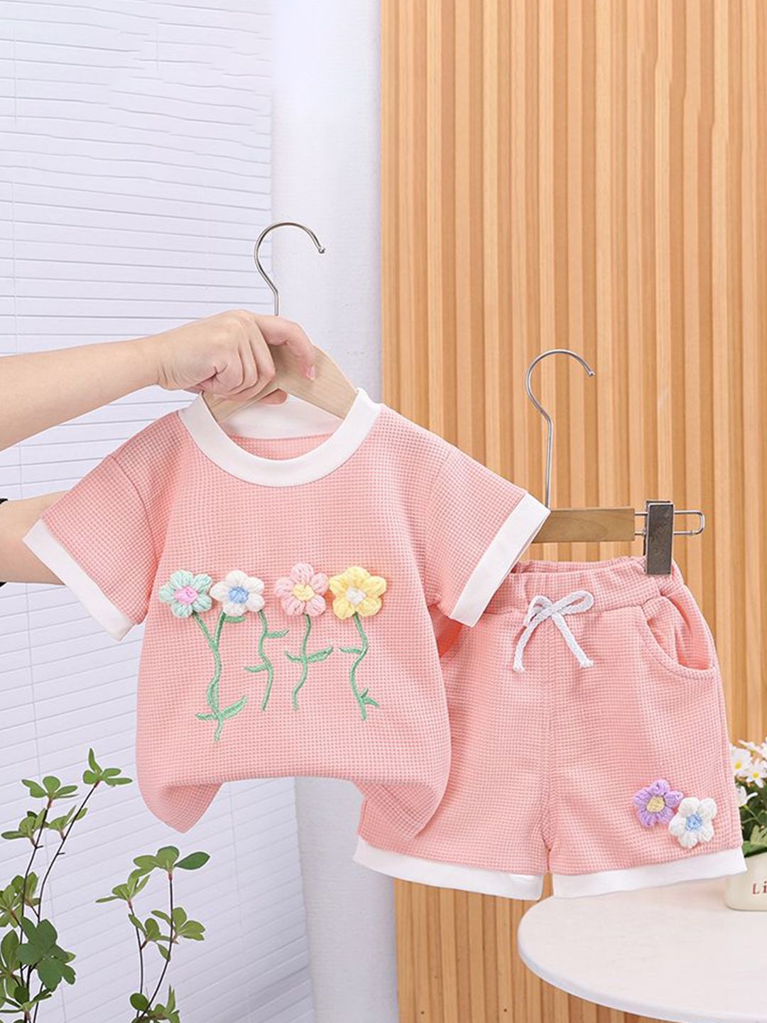 StyleCast x Revolte Girls Embroidered Short Sleeves  T-shirt With Shorts