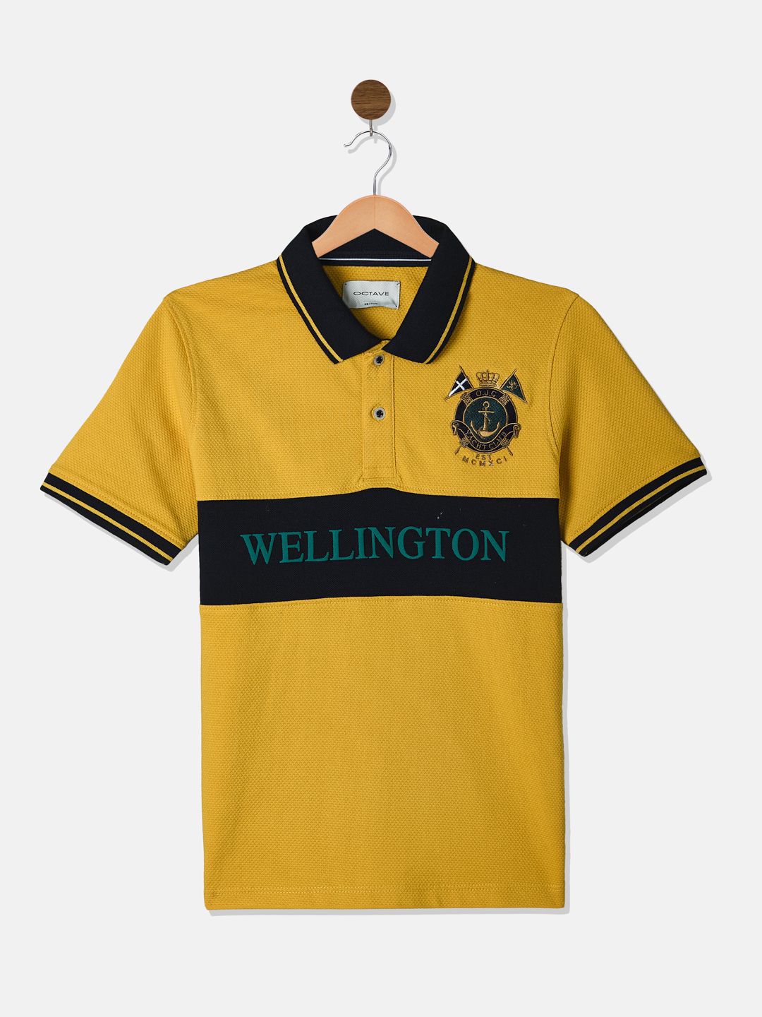 Octave Boys Typography Printed Polo Collar Cotton T-shirt