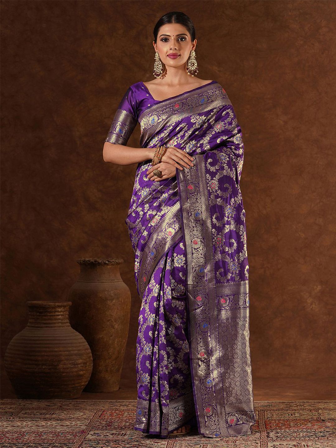 Mitera Woven Design Zari Banarasi Saree