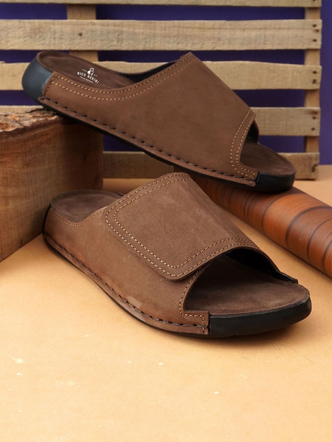 NICO NERINI Men Leather Comfort Sandals