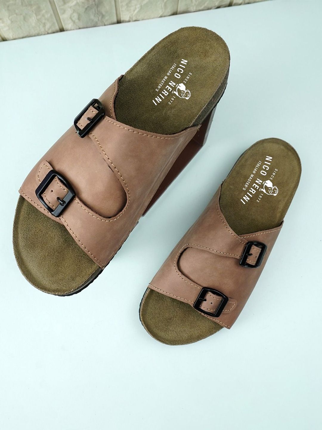 NICO NERINI Men Leather Comfort Sandals