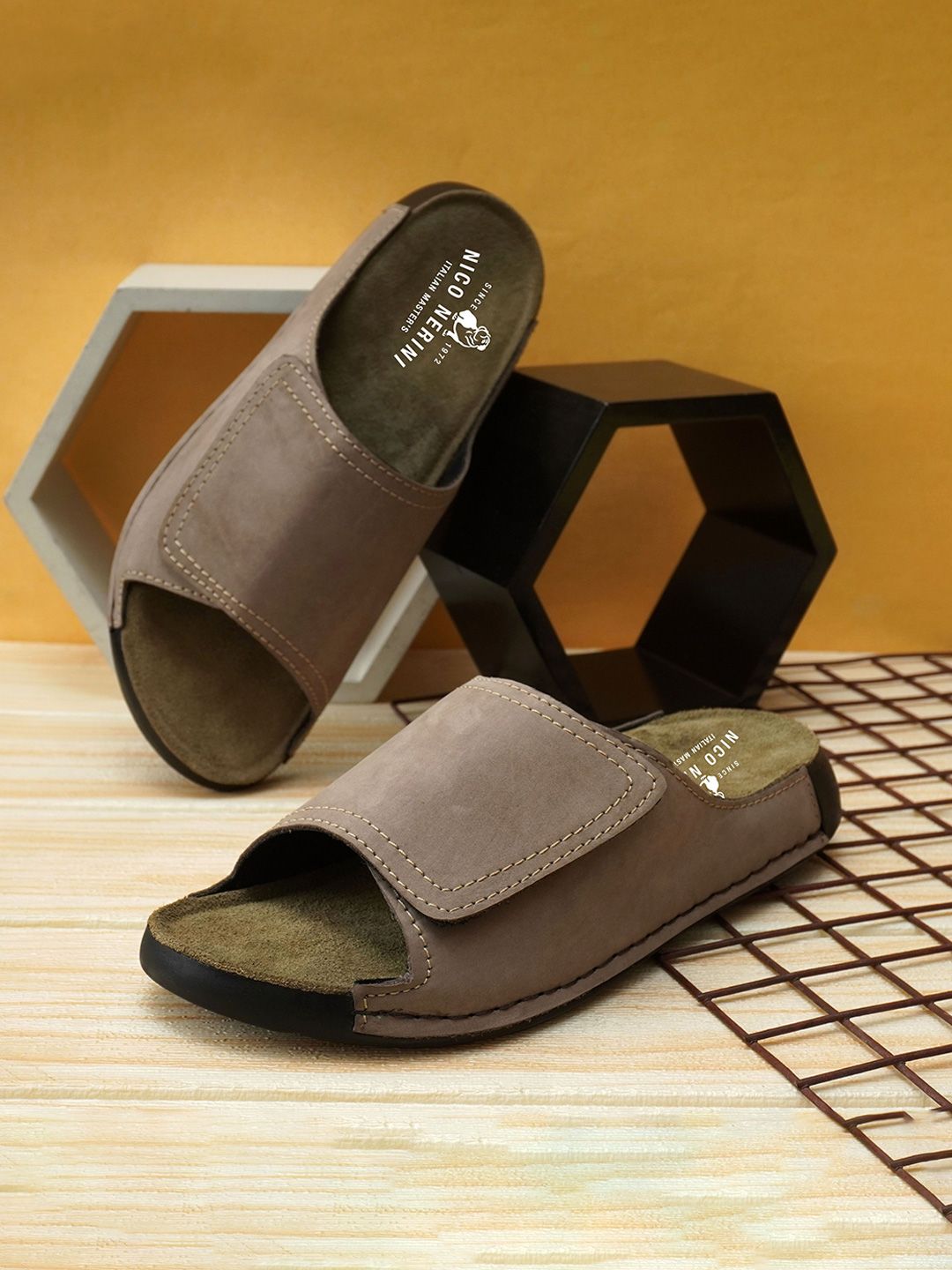 NICO NERINI Men Leather Comfort Sandals