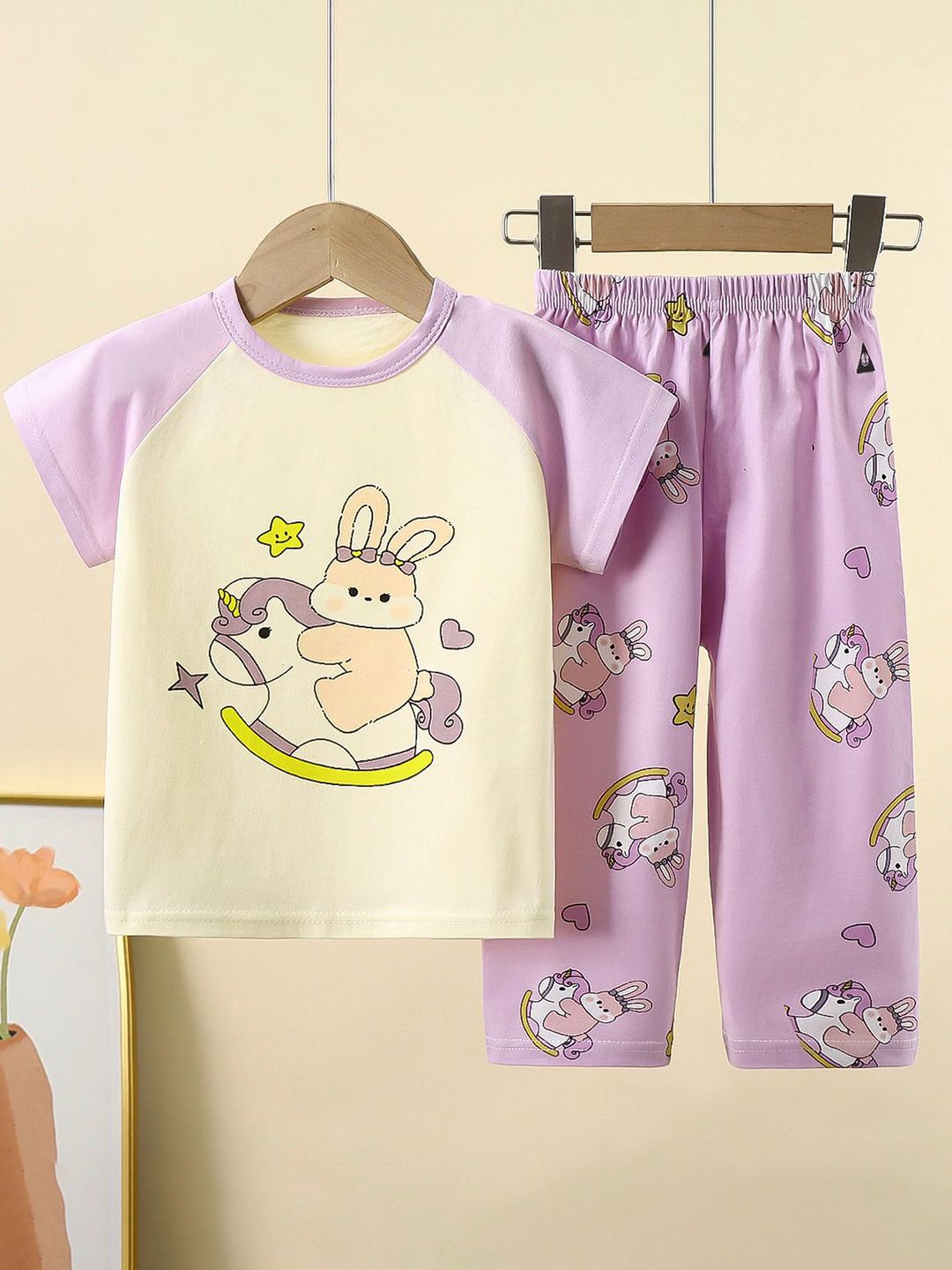 StyleCast x Revolte Girls Printed Short Sleeves Pure Cotton T-shirt With Trousers