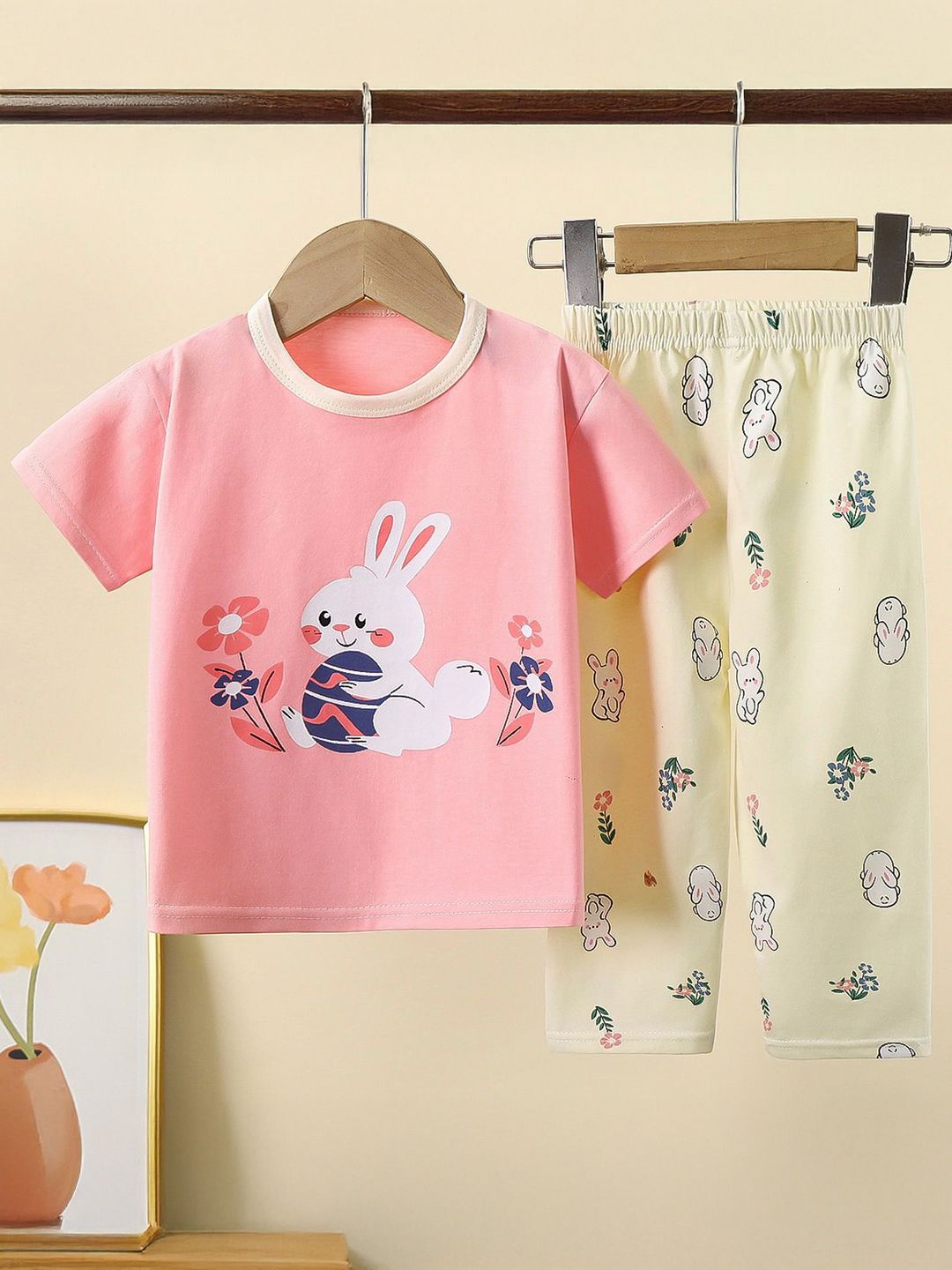 StyleCast x Revolte Girls Printed Short Sleeves Pure Cotton T-shirt With Trousers