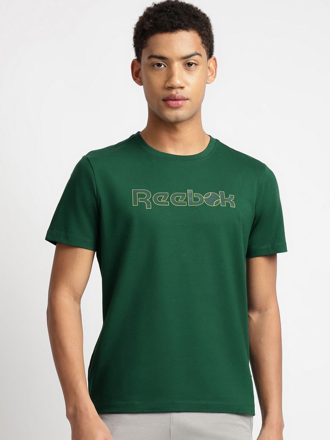 Reebok Men Solid Round Neck Cotton T-shirt