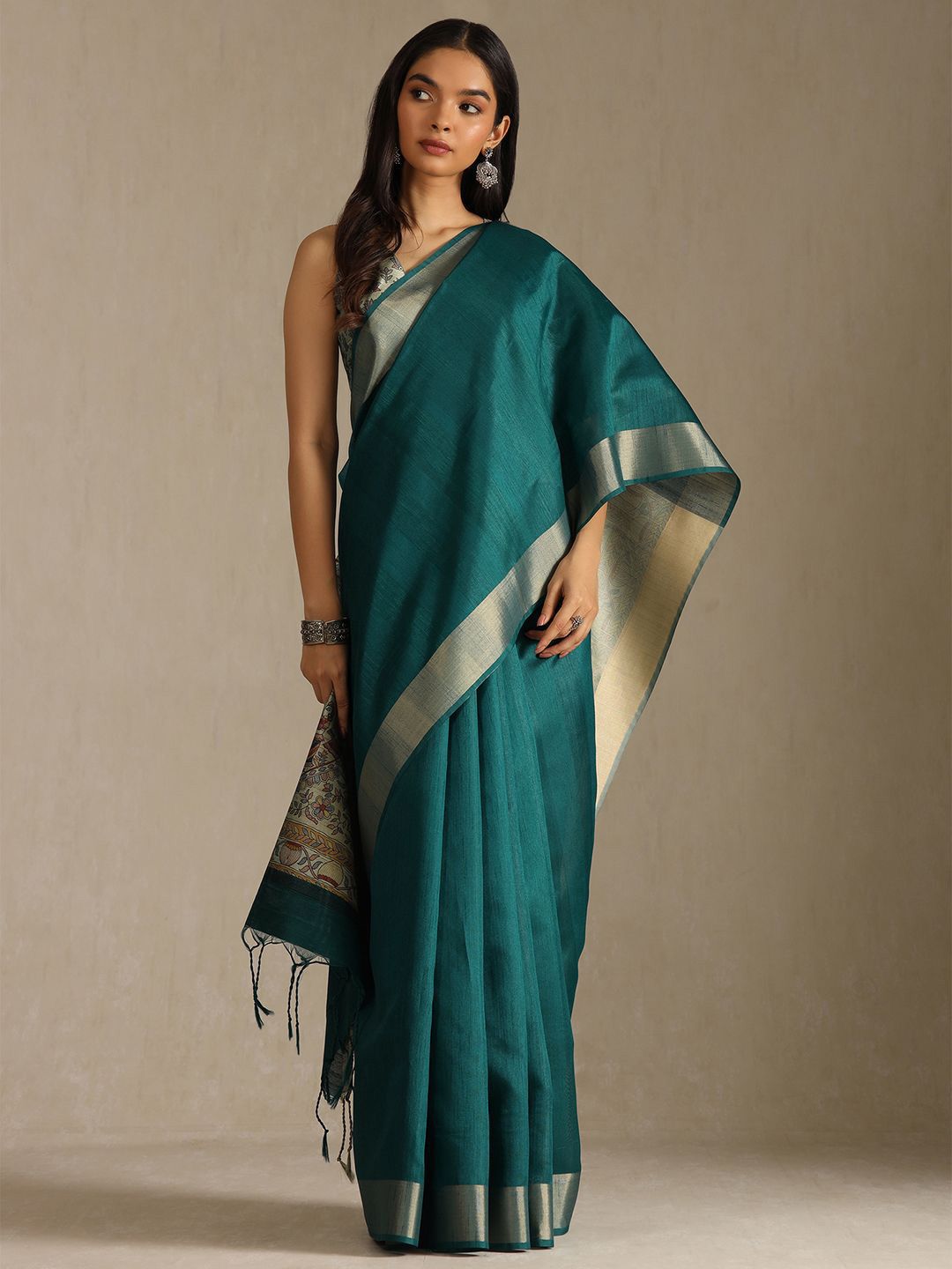 Soch Soch Solid Zari Tussar Saree