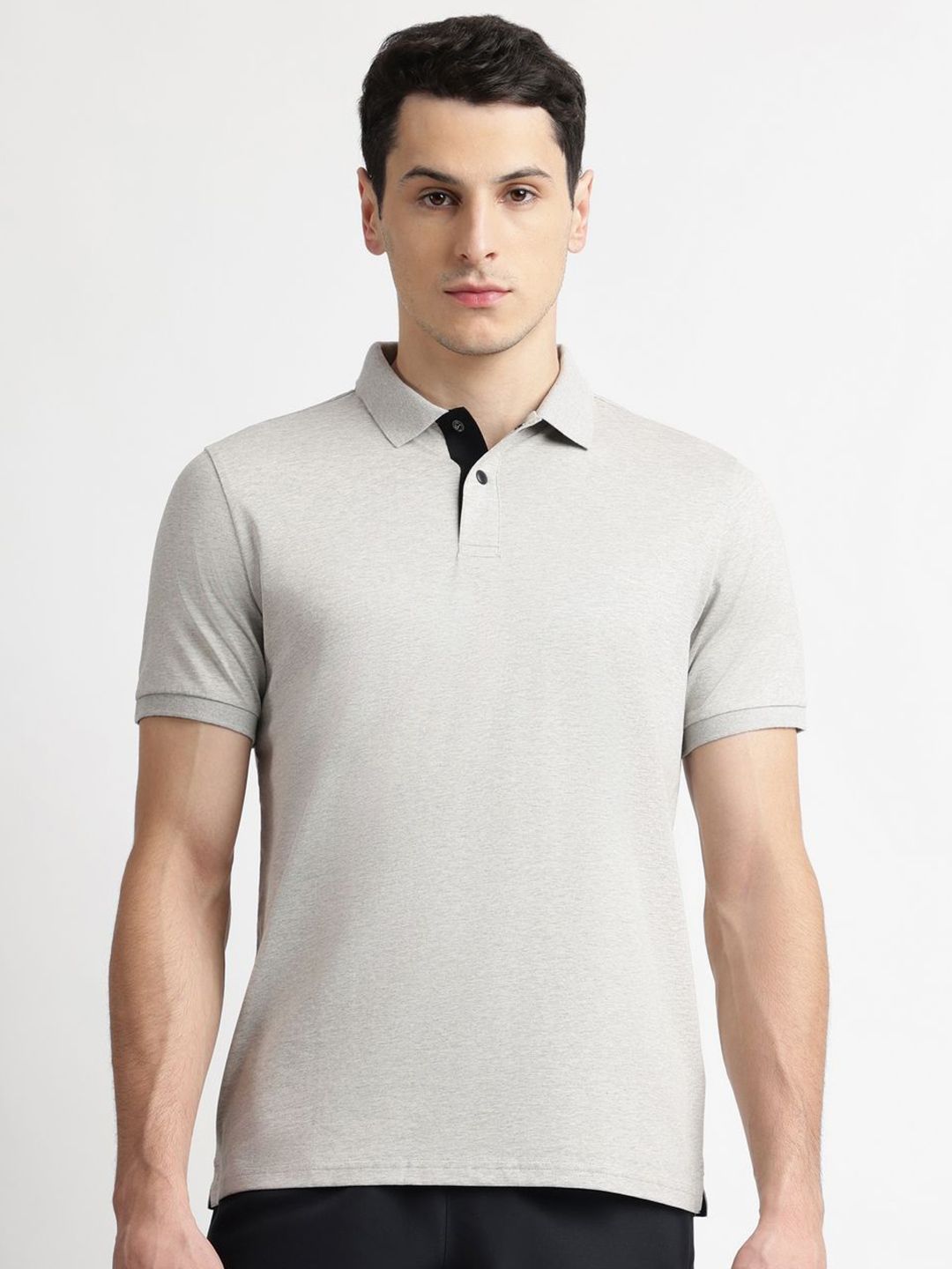Reebok Men Solid Polo Collar Cotton T-shirt
